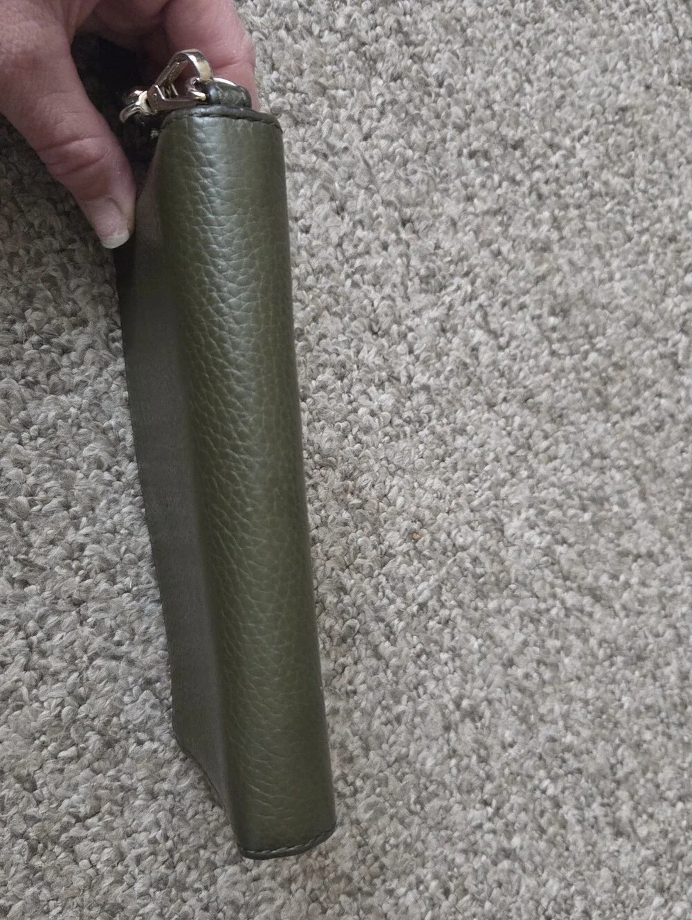 Michael Kors Olive Green Pebbled Leather Wristlet Wallet